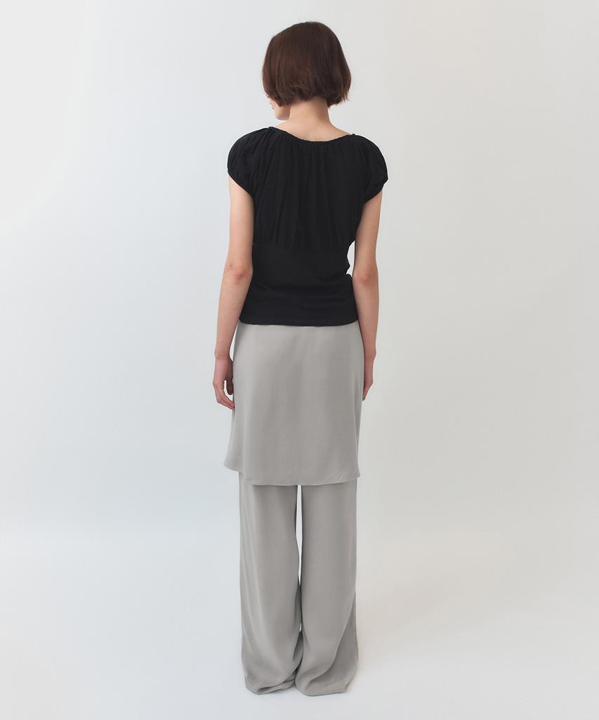 Simeteuligpeosenteu Shirring Cap Sleeve Top / Black