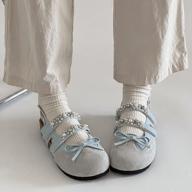 

Fashion 2025 New Ladies Shoes Closed Toe Women s Sandals Fashion String Bead Casual Summer Leopard Print Butterfly-knot Flat Sandals 35 синий