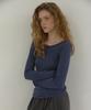 LONQUE Stripe Henley Neck Long Sleeve T-Shirt (Navy)