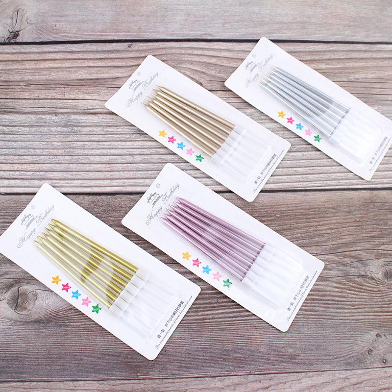 New High-end B13 Gold-plated Pencil Candle Birthday Cake Candle Birthday Candle Golden Champagne Color Candle