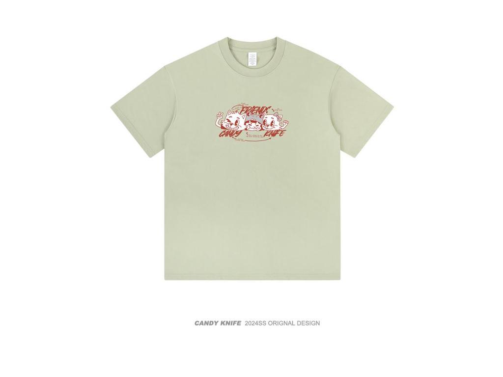 Trendmarke Japanischer Stil Lockerer Schnitt Cartoon Anime Print Baumwolle Unisex T-Shirt