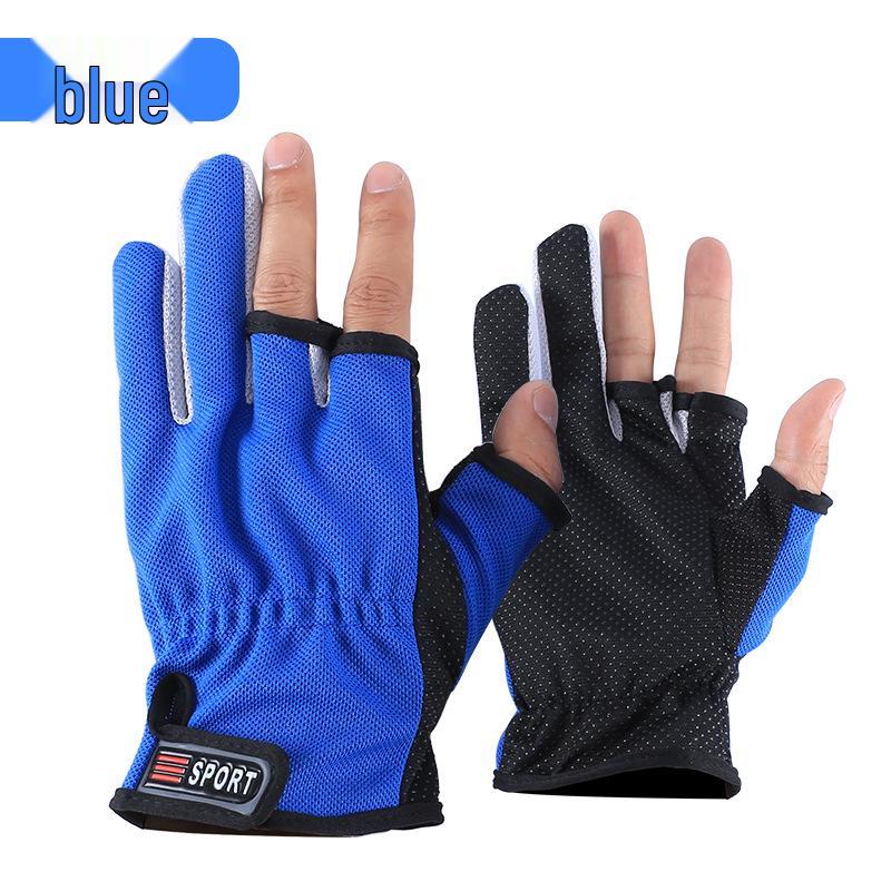 Men's Summer Sun Protection Anti-Slip Fingerless Fishing Gloves: Thin, Anti-Prick, Anti-Stab, Mosquito-Proof, Ice Silk Lure Design.