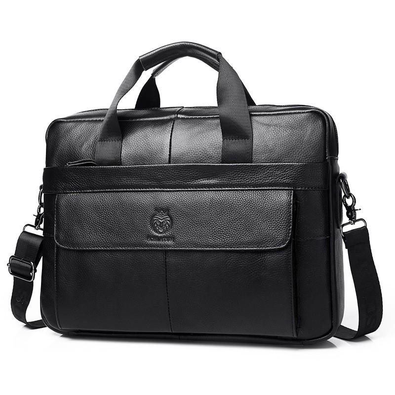 Leather Briefcase Hand-held Men s High-end Feel Top Layer Cowhide Business Retro Office Bag 39x8x28
