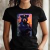 T-Shirt Women Black Bear As Police Officer Motif Cotton Size XS To 3XLWill Open In a New Window or Tab