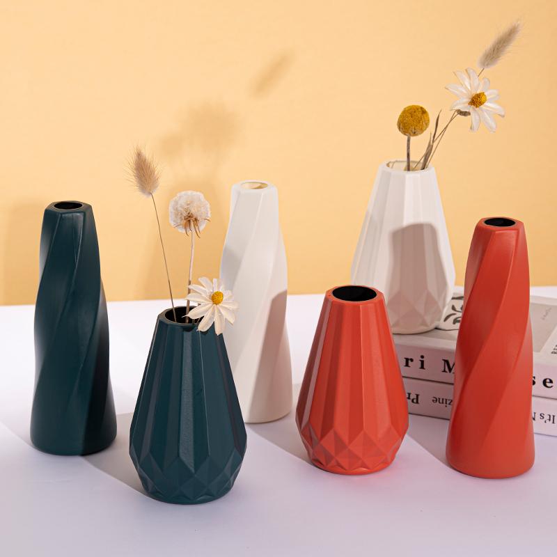 Creative Flower Vase Nordic Art Vases Desktop Decorative Vases Flower Arrangement Vases Imitation Ceramic Home Decor