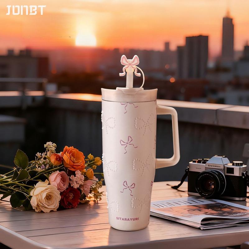 40oz Thermal Water Bottle With Handle and Straw Drinkware Hot Cold Stainless Steel Thermos Portable Car Coffee Cups Thermal Mugs
