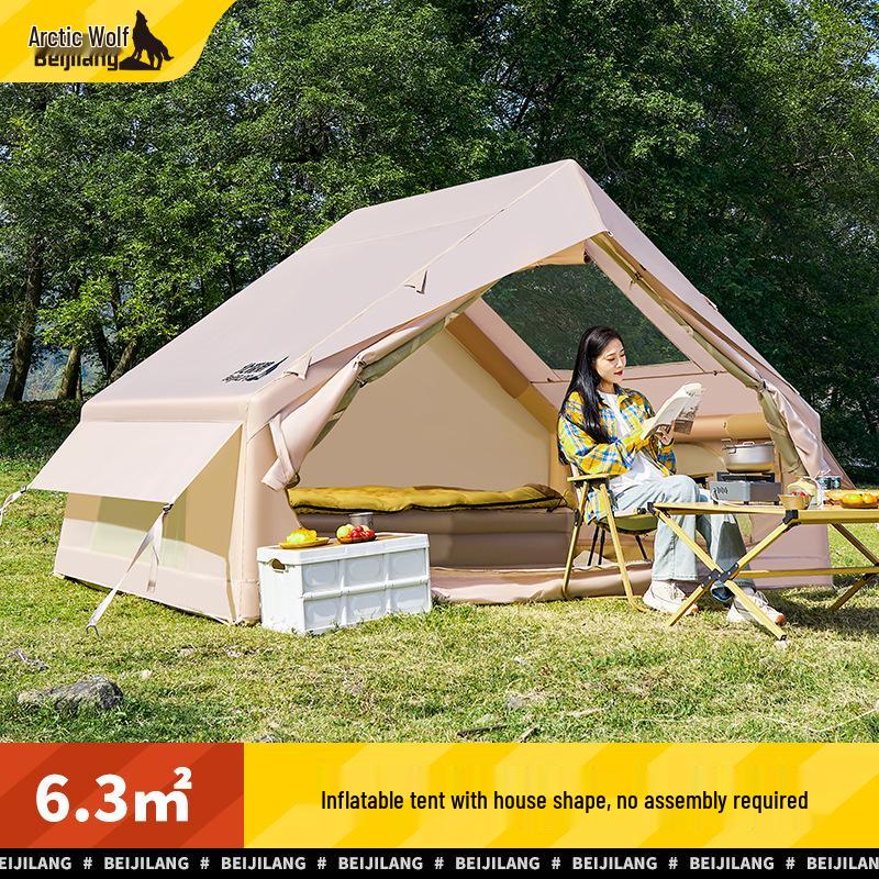Upgraded Outdoor Inflatable PVC Tent - 6.3 sqm Sun-Protected, Rainproof Camping Canopy Multi-person