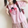 Japan Streetwear Pink Cute Cartoon College Sweet Girls Top Harajuku Summer Anime Fun Kawaii Casual Ulzzang Vintage Women T-shirt