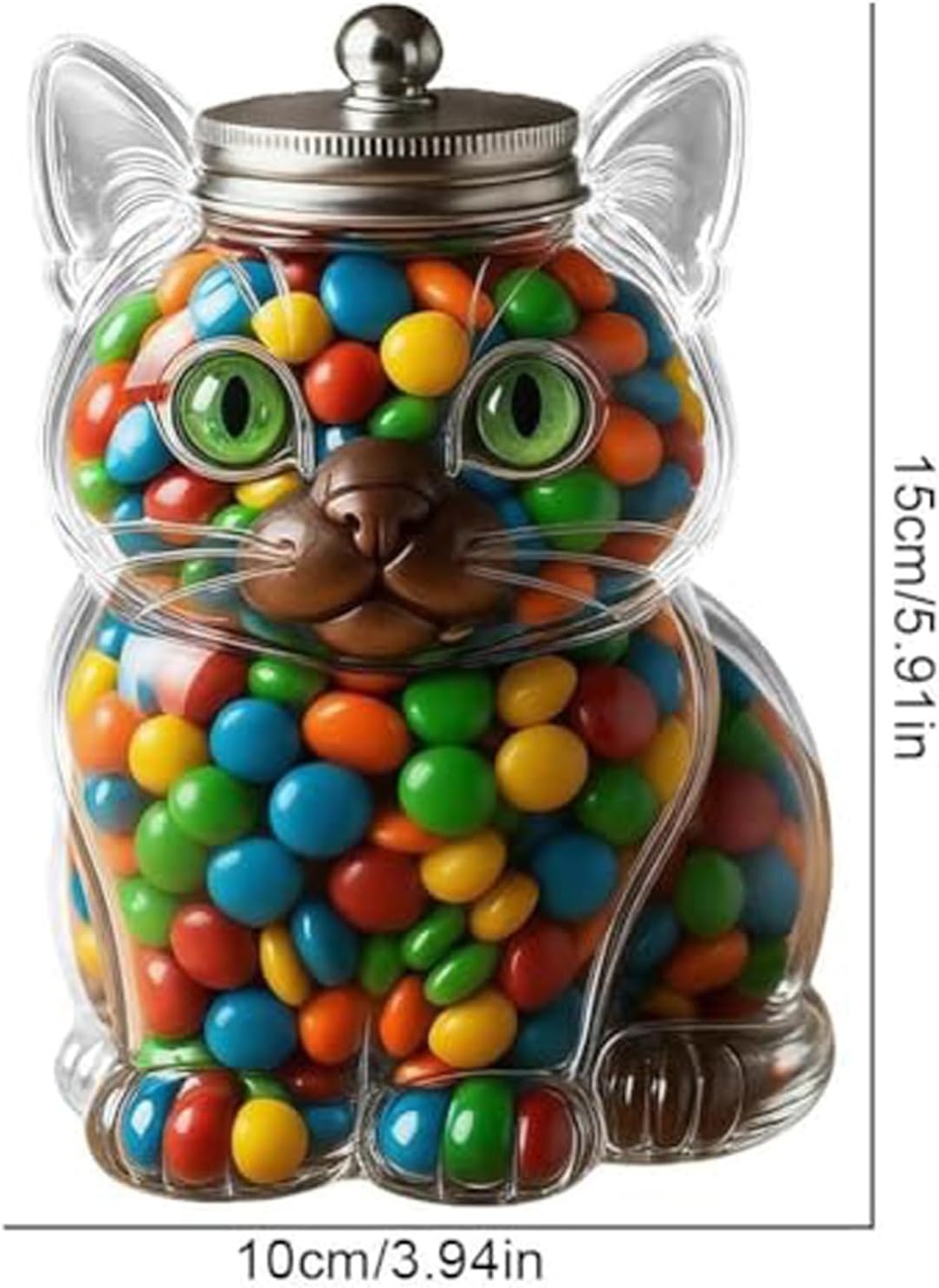 Transparent Cat Shaped Glass Storage Jar Snack Container Creatively Decorative Glass Jar Ornament Candy Jar