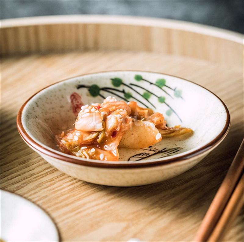 Ceramic Seasoning Small Dish Japanese Willow Porcelain Pepper Taste Dish Round Small Plate Dipping Saucer Dish Kitchen Tableware