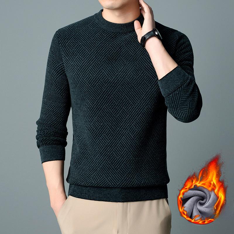 Herregenser med rund hals og fleece fortykket Mote Uformell Cardigan Farsdress Uformell Rund hals