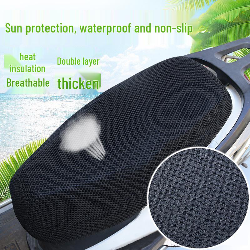 Four Seasons Universal Waterproof Electric Vehicle Seat Cushion with Mesh and Heat Insulation for Motorcycles and Electric Bicycles