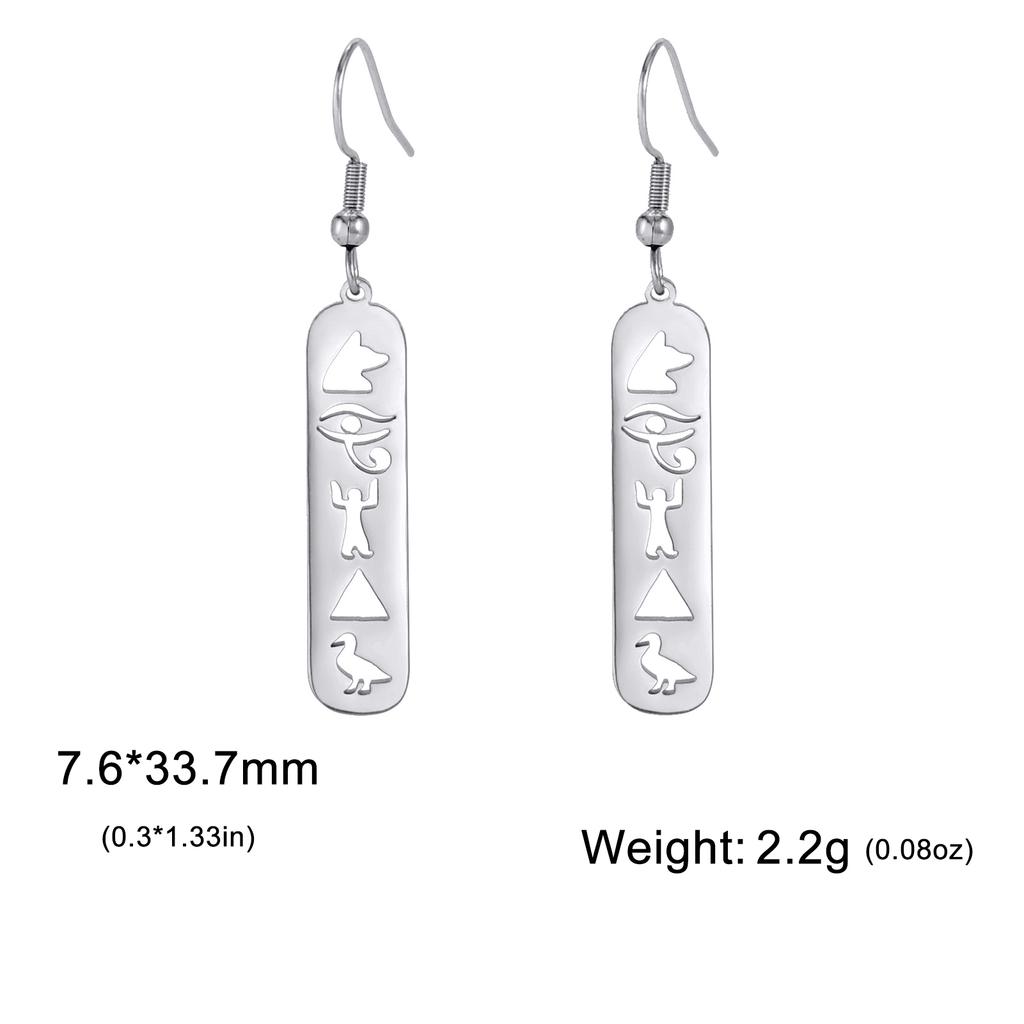 Egyptian Ankh Hieroglyphs Earring for Women Stainless Steel Eye of Horus Drop Earrings Ancient Egypt Cartouche Jewelry