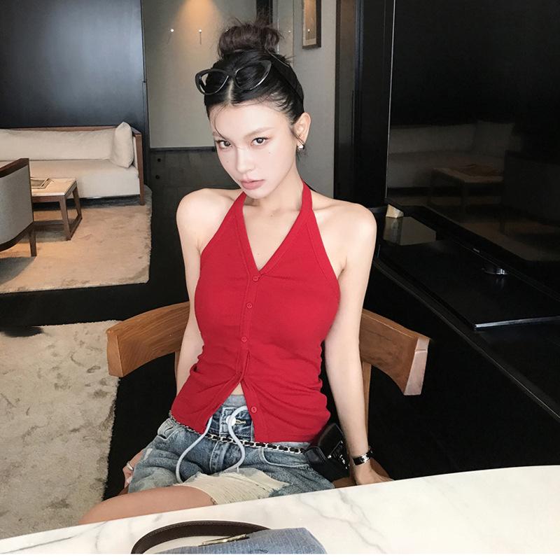 American Retro Sexy Halter Backless Women's Summer Slim Camisole - Trendy Irregular Vest