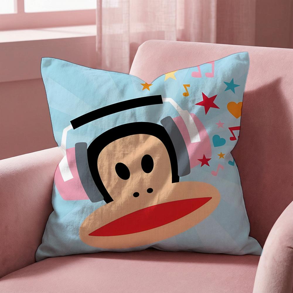 Cartoon P-Paul Frank Monkey Cushion Cover Multi-Scene Pillow Cover for Home & Car - Reversible, Soft & Durable for Daily Use