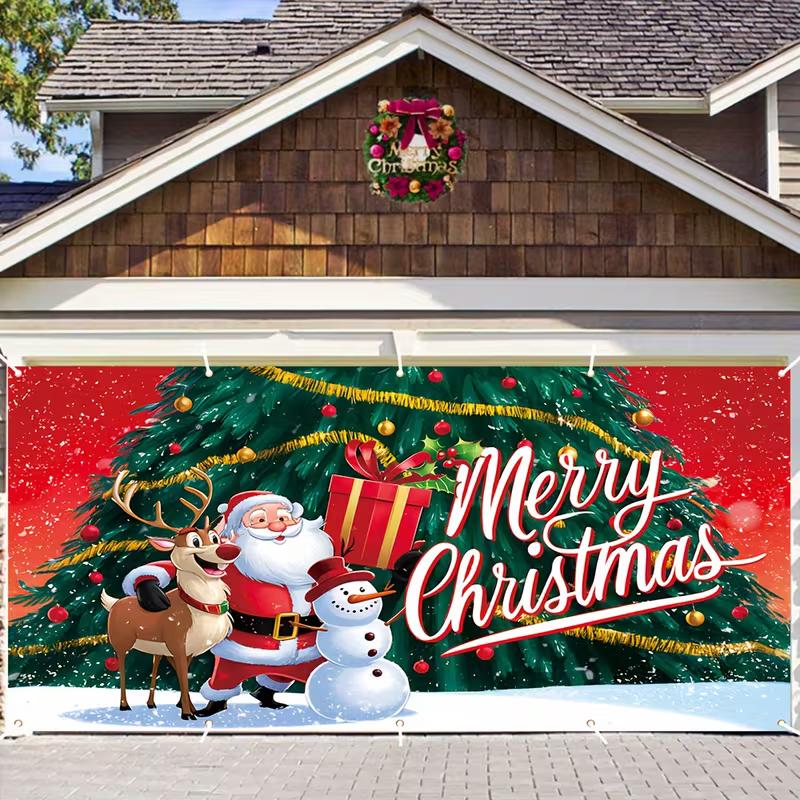 2D Santa with Gift and Christmas Tree Photography Background