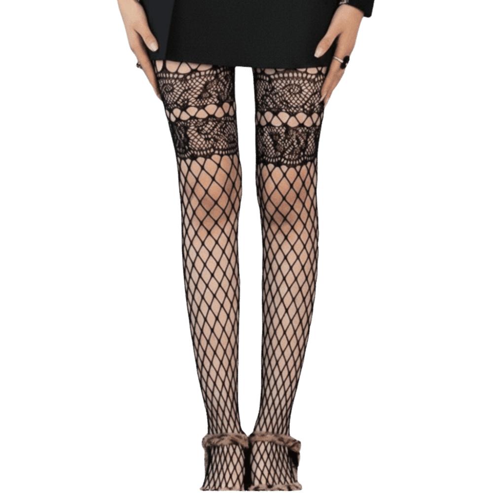 Large Mesh Pantyhose Thin Mesh Hollow Out Tights Y2K Mesh Tights Punk Style