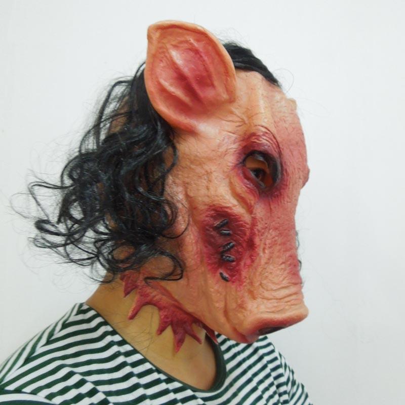 Horror pig head mask with hair