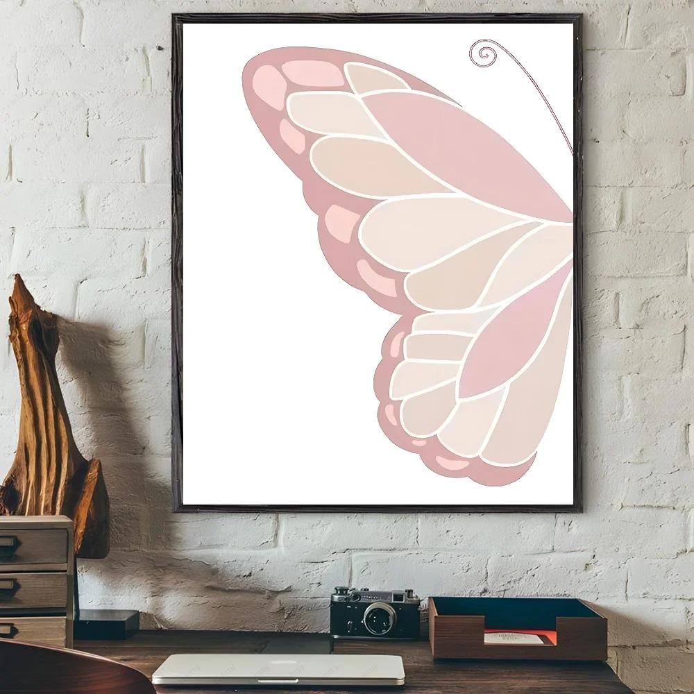 1pc Pink Butterfly Nursery Sun Rainbow Daisy Poster Stickers Art Wall Murals Decor Game Room Decor Gifts Kawaii HD Painting