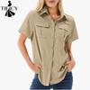Damenmode, lässig, Sommer, Frühling, einfarbig, kurzärmelig, Polo-Ausschnitt, Blusen und Hemden