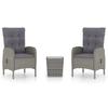 VidaXL 3-Piece Garden Bistro Set Woven Resin and Glass Grey