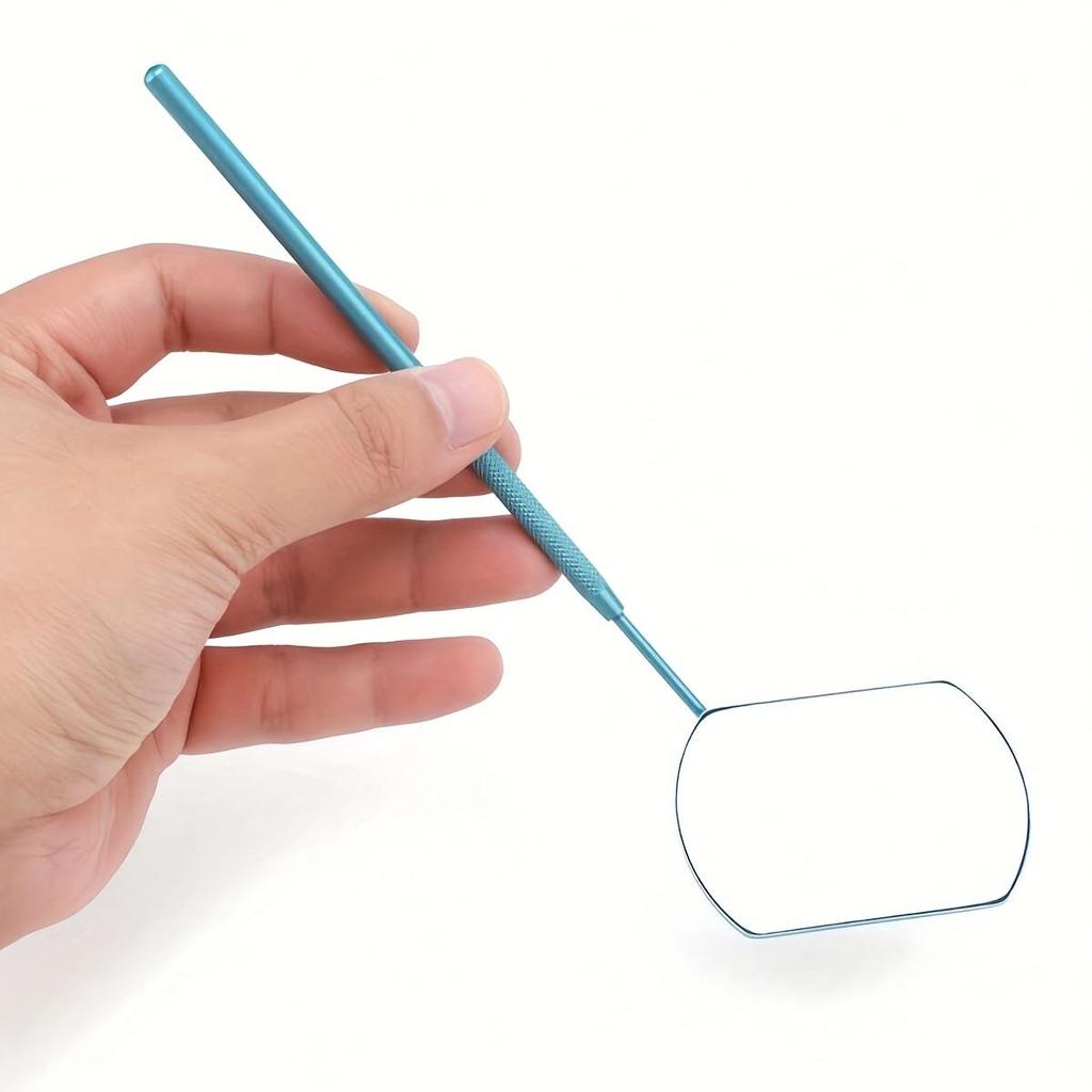 1 specchio per trucco in acciaio inossidabile per extension ciglia, specchio portatile a mano con design staccabile, finitura lucida, cornice a tema floreale
