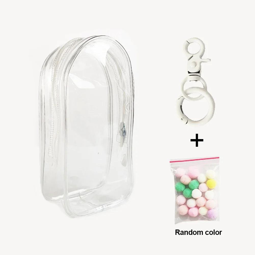 Colorful Transparent Protector Case Organizer Box for 17cm Labubu Plush Dolls Outdoor Display Bag With Keychain Doll Accessories