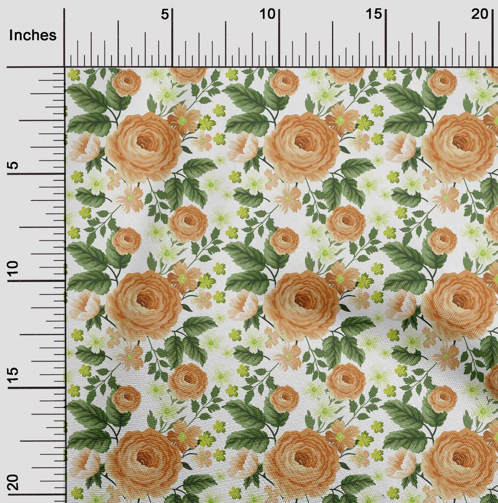 oneOone Cotton Flex Brown Fabric Floral Sewing Craft Projects Fabric Prints By Yard 40 Inch