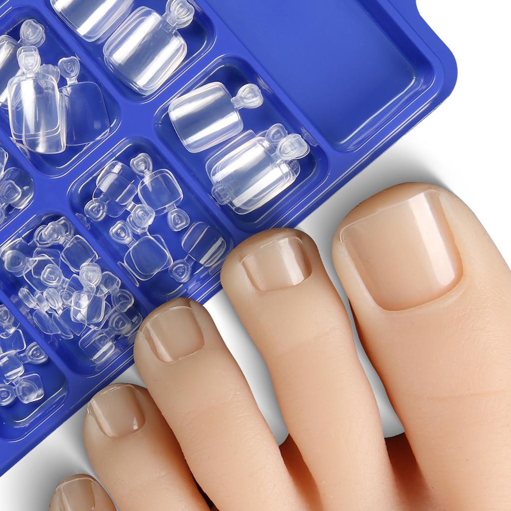 Set da 100 Pezzi di Unghie Finte Rimovibili per Piedi, Unghie Artificiali a Copertura Totale di Varie Misure per Applicazione e Sostituzione Nail Art Pedicure