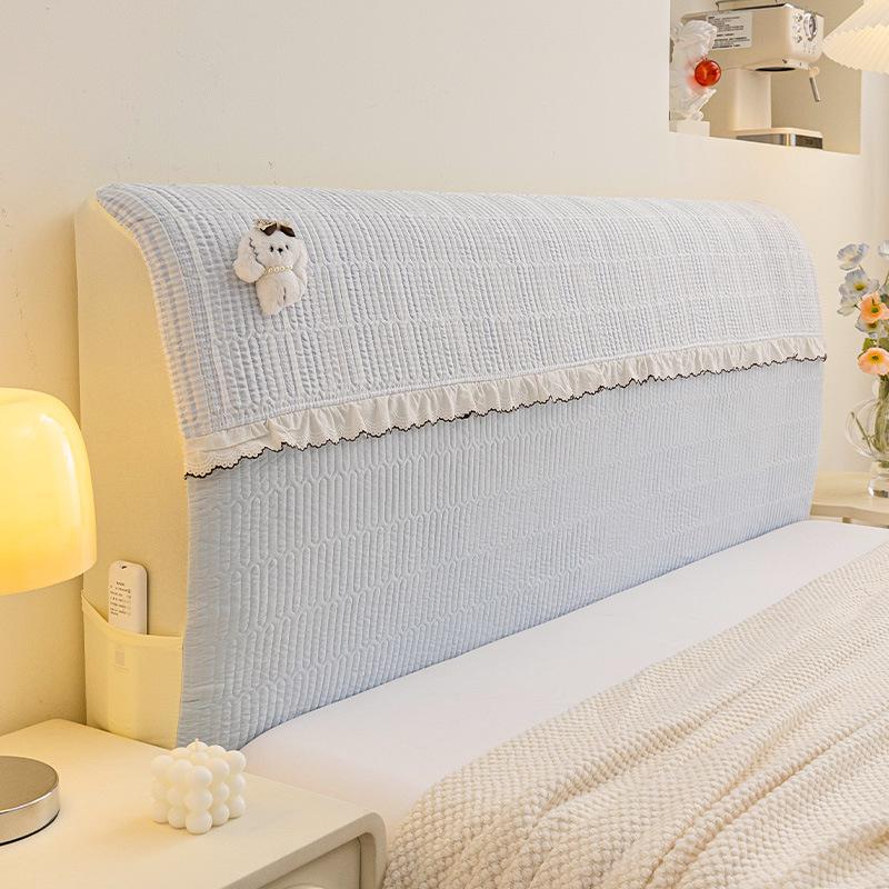 1PC INS Cream Style Full Coverage Headboard Cover Anti-cat Scratch Anti-pilling Dustproof Elastic Soft Bag for Home All Season