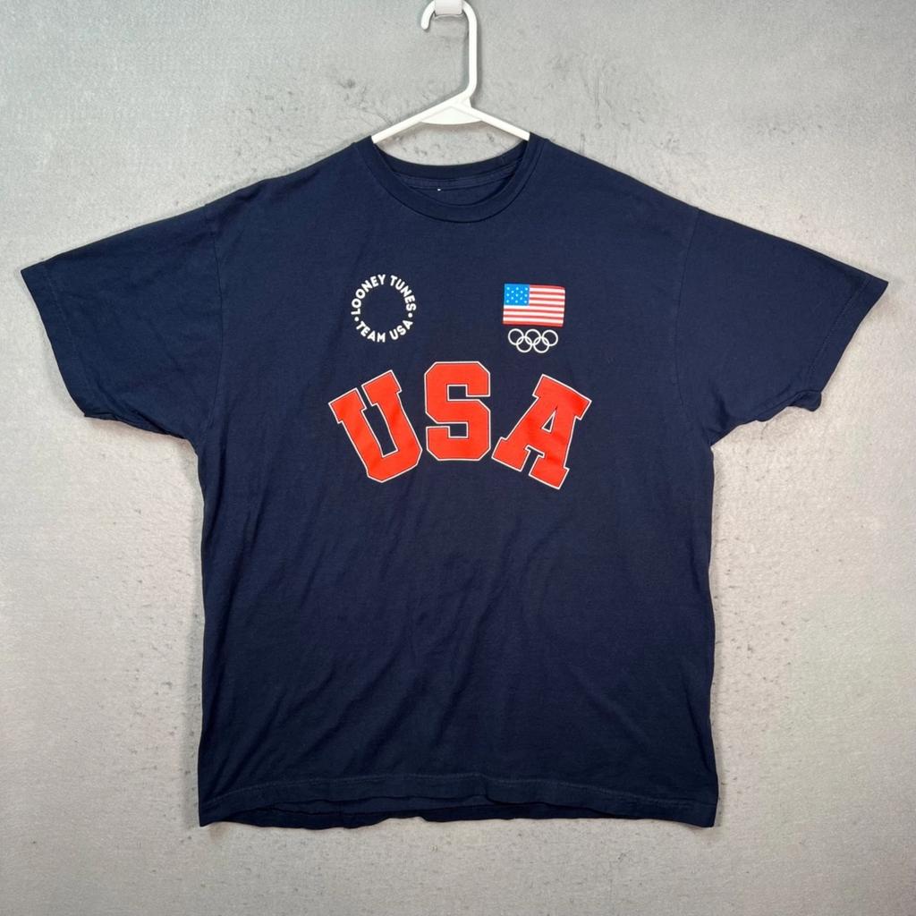 Looney Tunes Team USA Navy Blue Graphic T-Shirt Mens Size XL Olympics