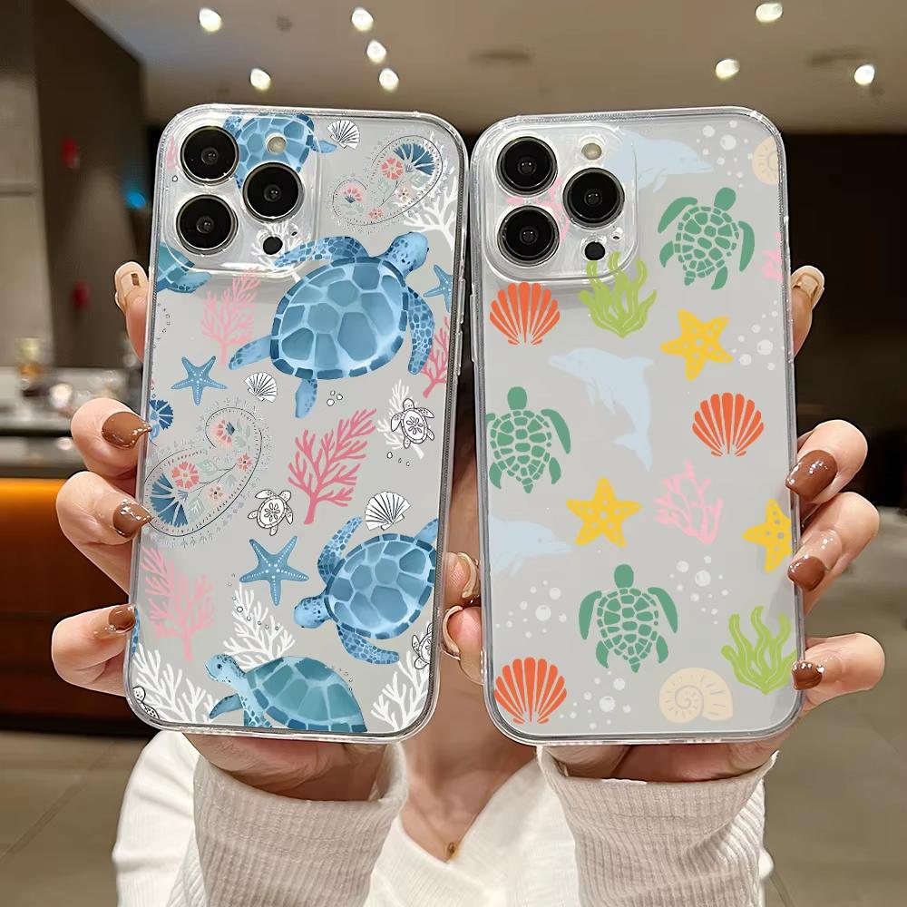 Summer Cartoon Turtle Pattern Phone Case For Xiaomi Mi Poco X6Pro X6 X7 X5 Pro Mi Poco F7 Pro F6 F5 Clear Bumper Cover