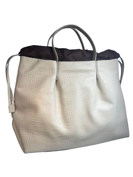 

Tote Bag 2WAY with Shoulder Genuine Cow Leather Croco Embossed Genuine Cowhide Leather Croc Embossed Tote Bag BAG Large [Rebecca] Women s JT-240325 слонова кістка