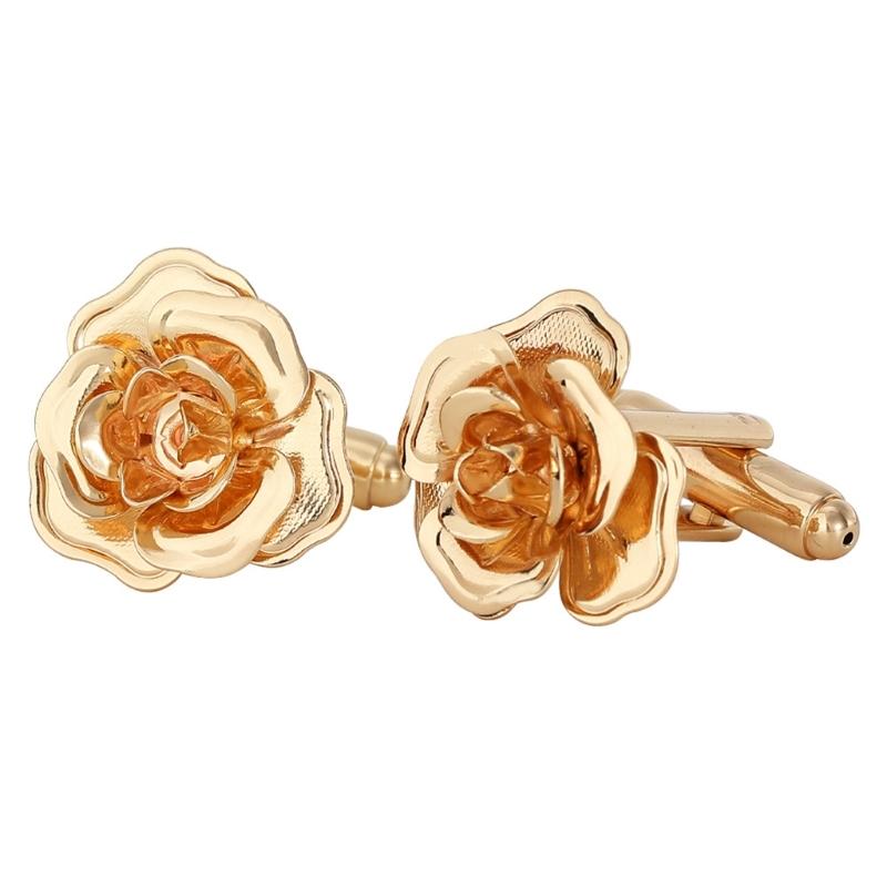Comfort Fit French Cufflinks Copper Crafted Rose Pattern Shirt Sleeve Button Elegant Option for Various Occasion Wear