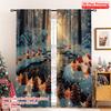 2pcs 2D Flat Printing Merry Christmas Popular Curtain Winter Pine Polyester Without Electricity Spring Use for Room Decor
