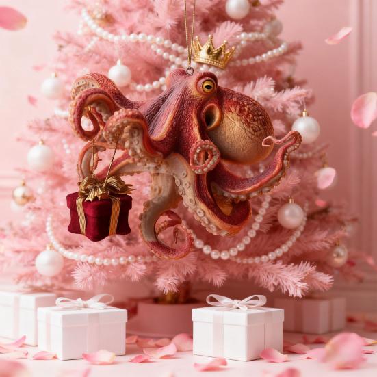 Chobotnice vánoční ozdoba akrylová hlubokomořské zvíře ozdoba na vánoční stromek