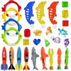 Aquarium Decoration Inflatable Swimming Pool Accessories Treasure Hunt Diving Set Torpedo Fish Water Rings Dolphin Gifts TMZ