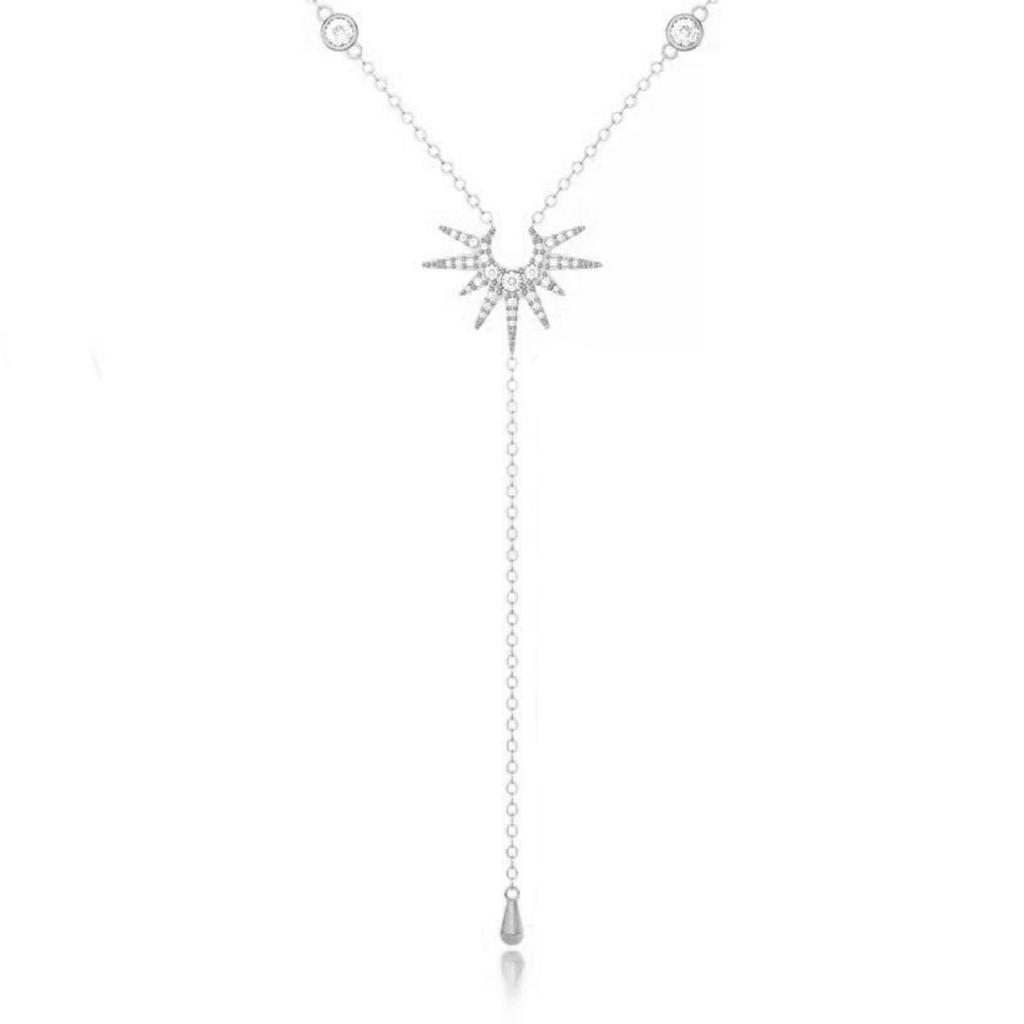 Elegant Beaded Necklace Y Shape Neck Jewelry Sun Pendant Necklace Alloy Texture Fashion Necklace for Fashion Ladies