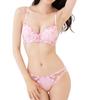 Chica Hurra Pink B75 Bra and Panty Floral Cute Floral Print Stretch Underwear Small Size Pink Bra and Panties Women's Set, Embroidered, Women's Set,