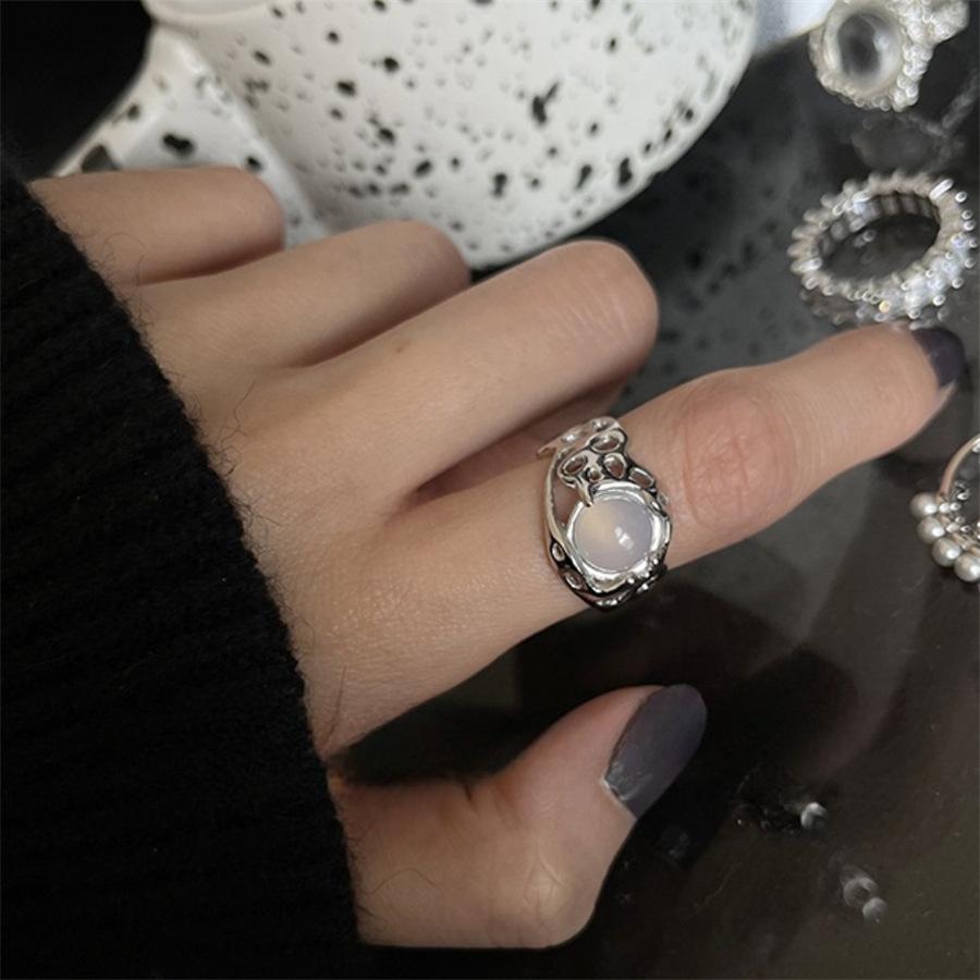 Retro S plain ring, non-fading light luxury index finger ring, open ring.