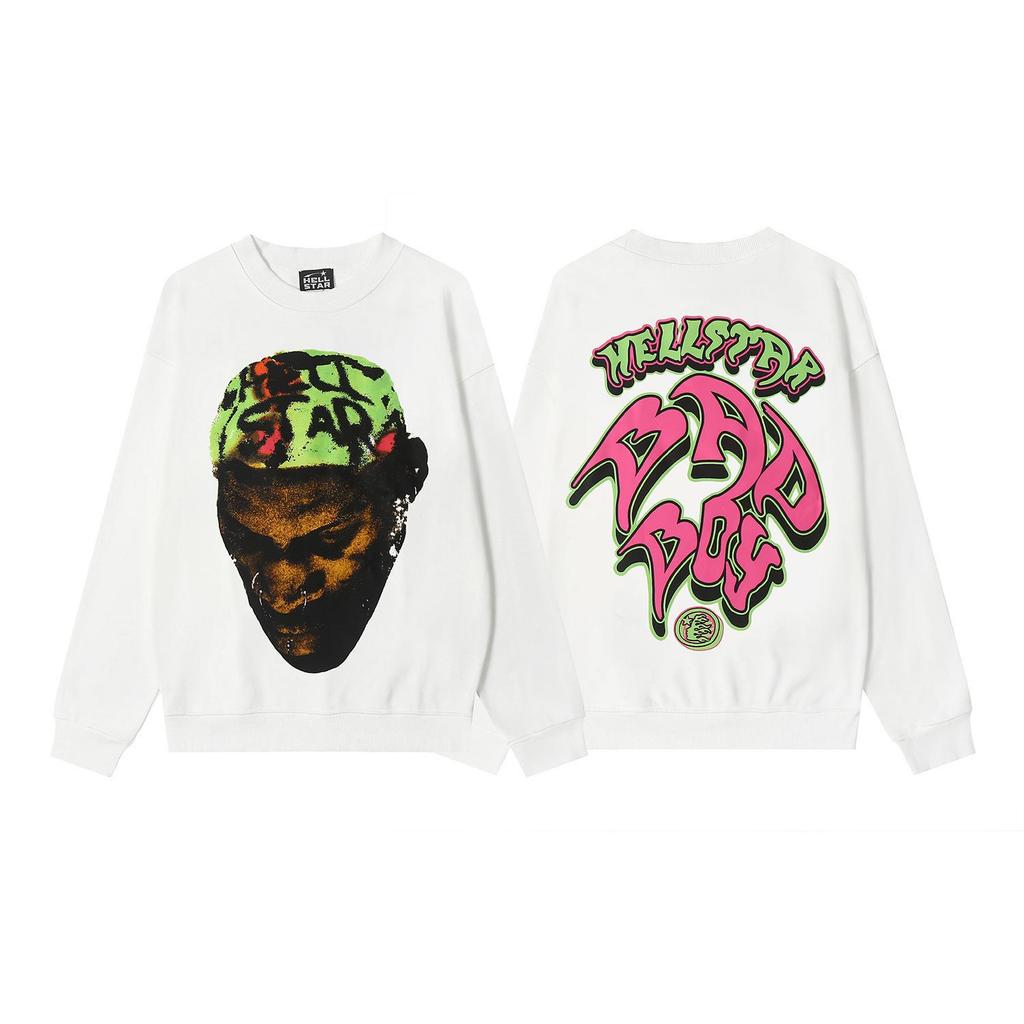 Hellstar American Streetwear Unisex Terry Sweatshirt: Trendy, Printed, and Loose Fit