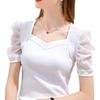 Women's 2025 French Court Puff Sleeve Ice Silk T-Shirt - Trendy Summer Short-Sleeve Top