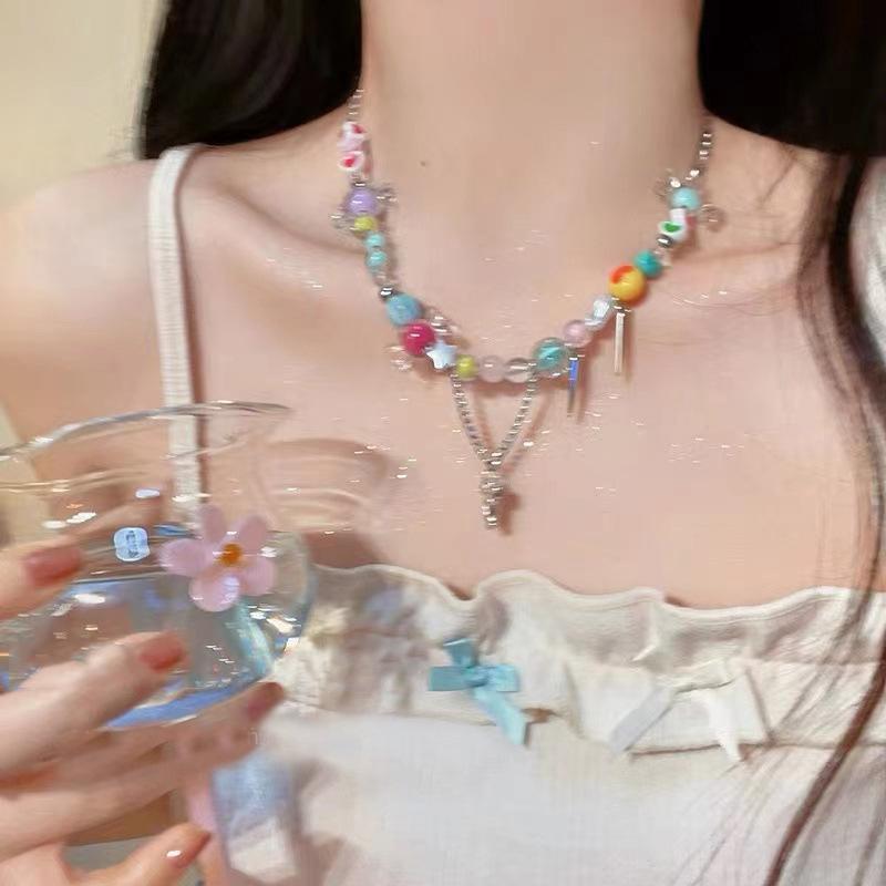 

Модное женское ожерелье Y2K с цирконом на ключице, двухслойное ожерелье, повседневное, для коктейльной вечеринки, чокер 45cm