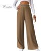 Women Pants Elastic High Waist Straight Wide Leg Casual Trousers Solid Color Sporty Style Long Pants Daily Wear