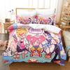 Marija Rin Muse Dash Rhythmusspiel Bettbezug-Set 3-teilig Polyester Bettwäsche mit 2 Kissenbezügen Anime Musik Textkunst Heimdekoration
