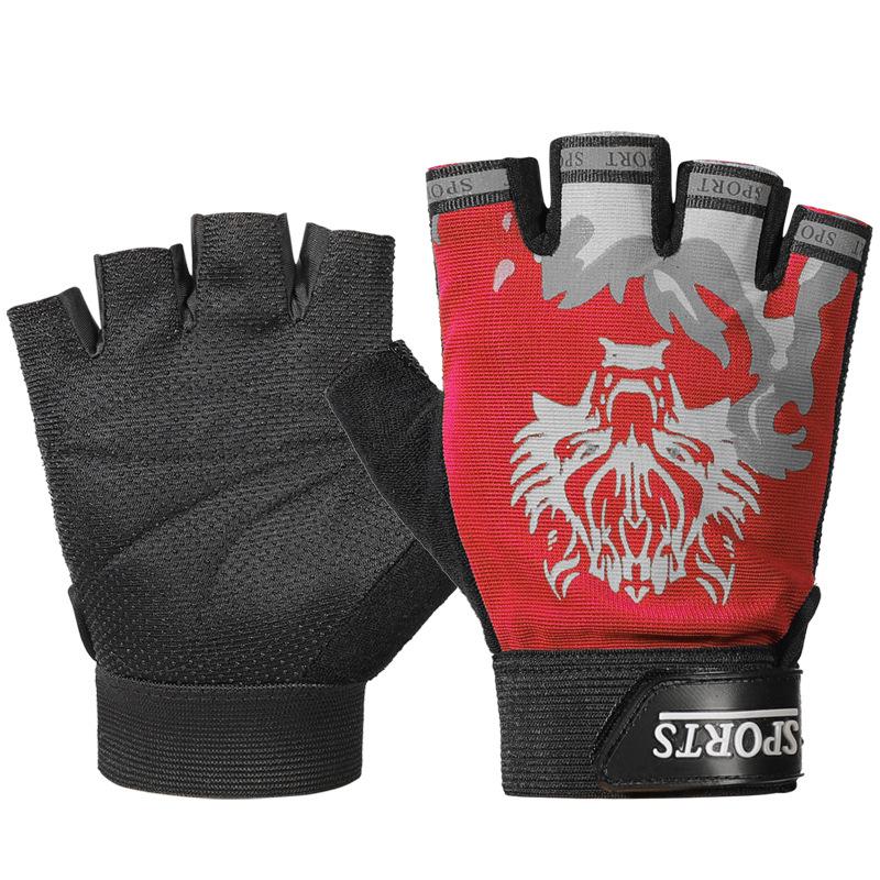 

Men s Half Finger Cycling Gloves Breathable Lightweight Sports Gloves with Adjustable Wrist Strap Anti-Slip Palm for Fitness Training L красный