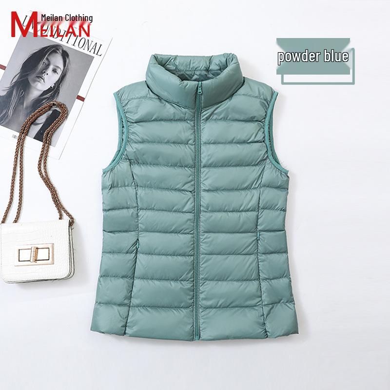 Women's Lightweight Short Down Vest - Sleeveless Winter Outerwear Jacket