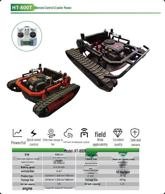 Remote Control Lawn Mower for Mountain Slope Reclamation and Weeding