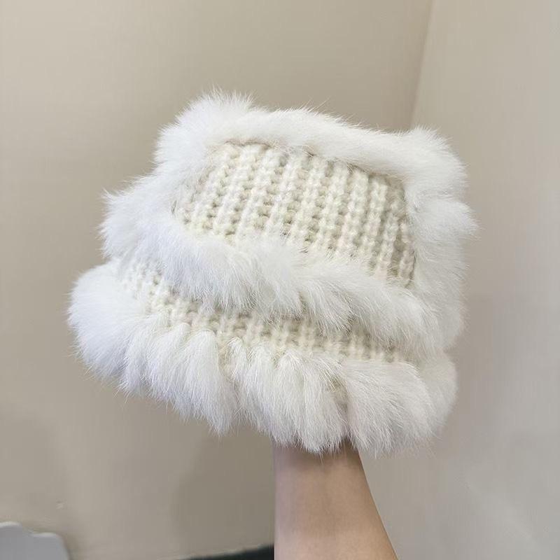 

Knit Fisherman Hat For Women Winter Warm Beanie With Ear Protection For Casual Wear білий