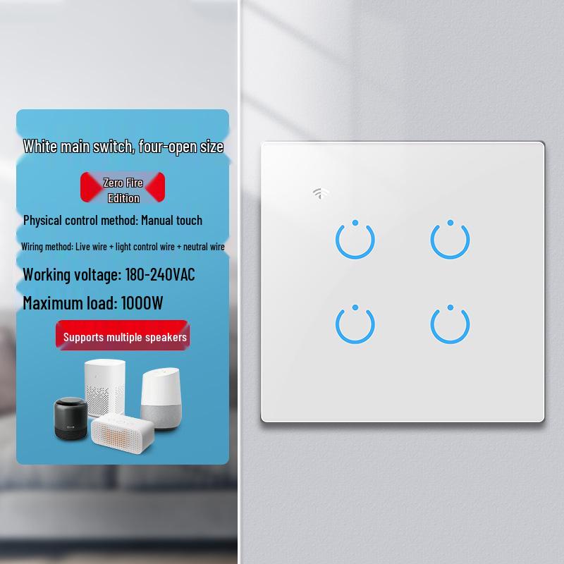 Zhengshang C4 Graffiti Smart WiFi+RF Switch, EU Standard, Voice-Controlled for Alexa & Google.